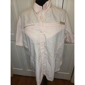 Columbia Women Pink Button Up Shirt Pockets L Gorpcore Hiking Outdoor Nature